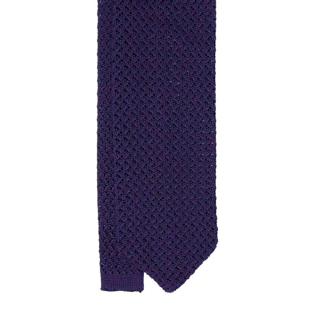 Dark Purple Hazelnut V Point Knitted Tie Serà Fine Silk