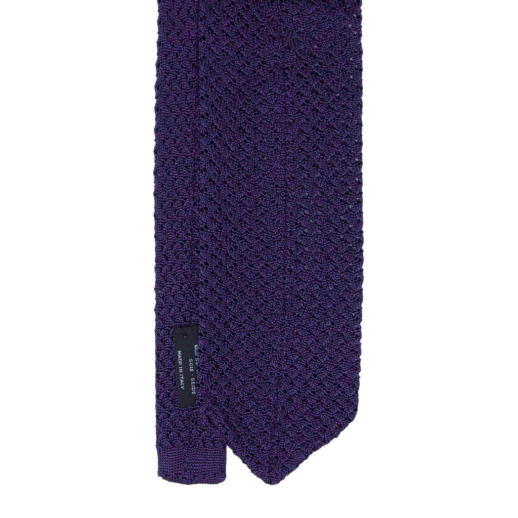 Dark Purple Hazelnut V Point Knitted Tie Serà Fine Silk