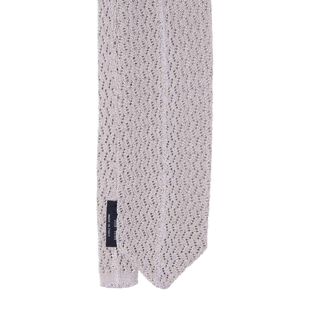 Sand Zig Zag V Point Knitted Silk Tie Serà Fine Silk