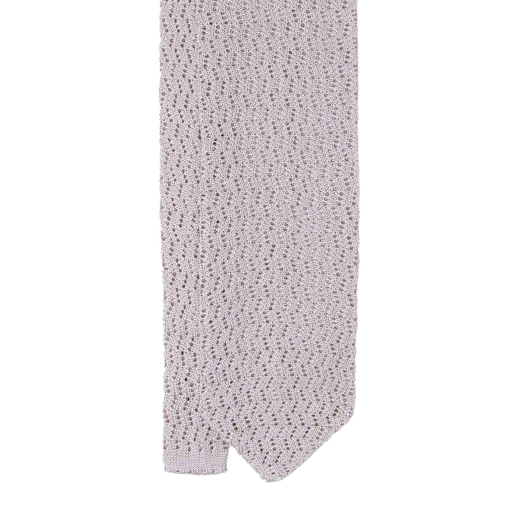 Sand Zig Zag V Point Knitted Silk Tie Serà Fine Silk