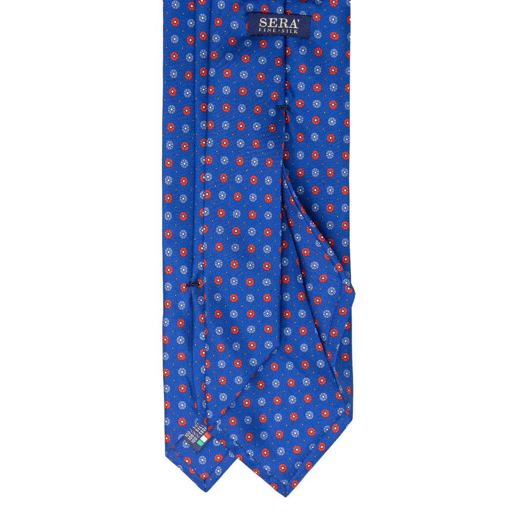 Blue & Red Small Circles Pattern Silk Tie Serà Fine Silk