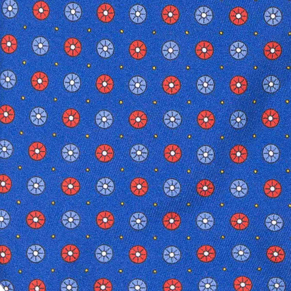 Blue & Red Small Circles Pattern Silk Tie Serà Fine Silk