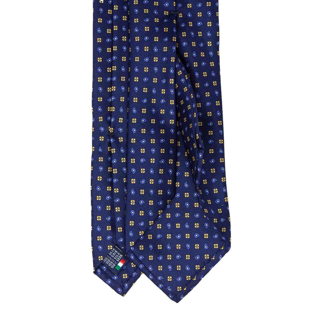 royal blue and yellow paisley silk tie - serà fine silk
