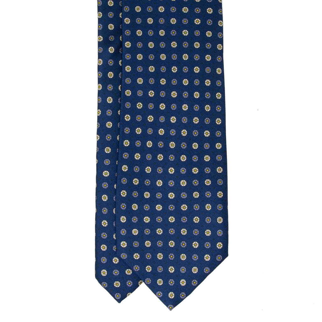 blue with small circles patterned silk tie