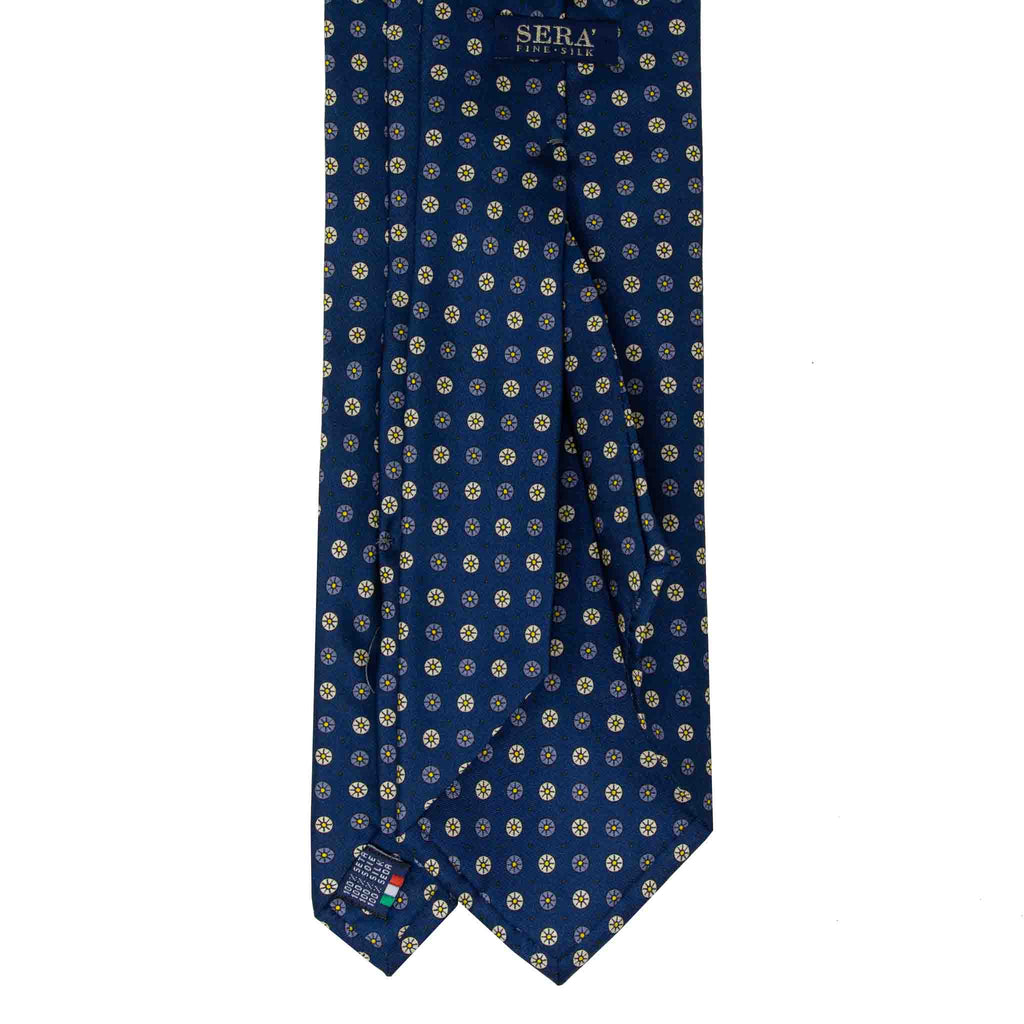 blue with small circles patterned silk tie