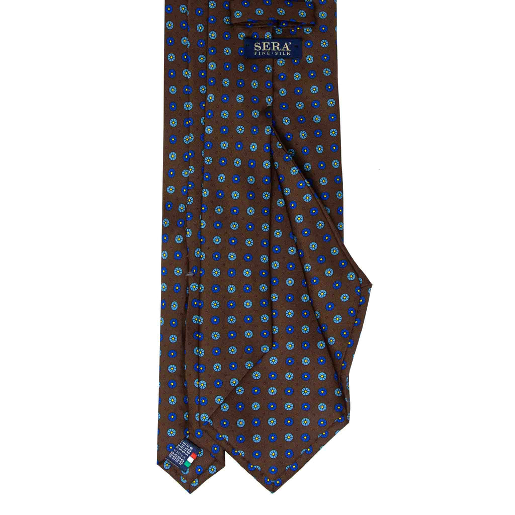 Brown with Small Circles Patterned Silk Tie