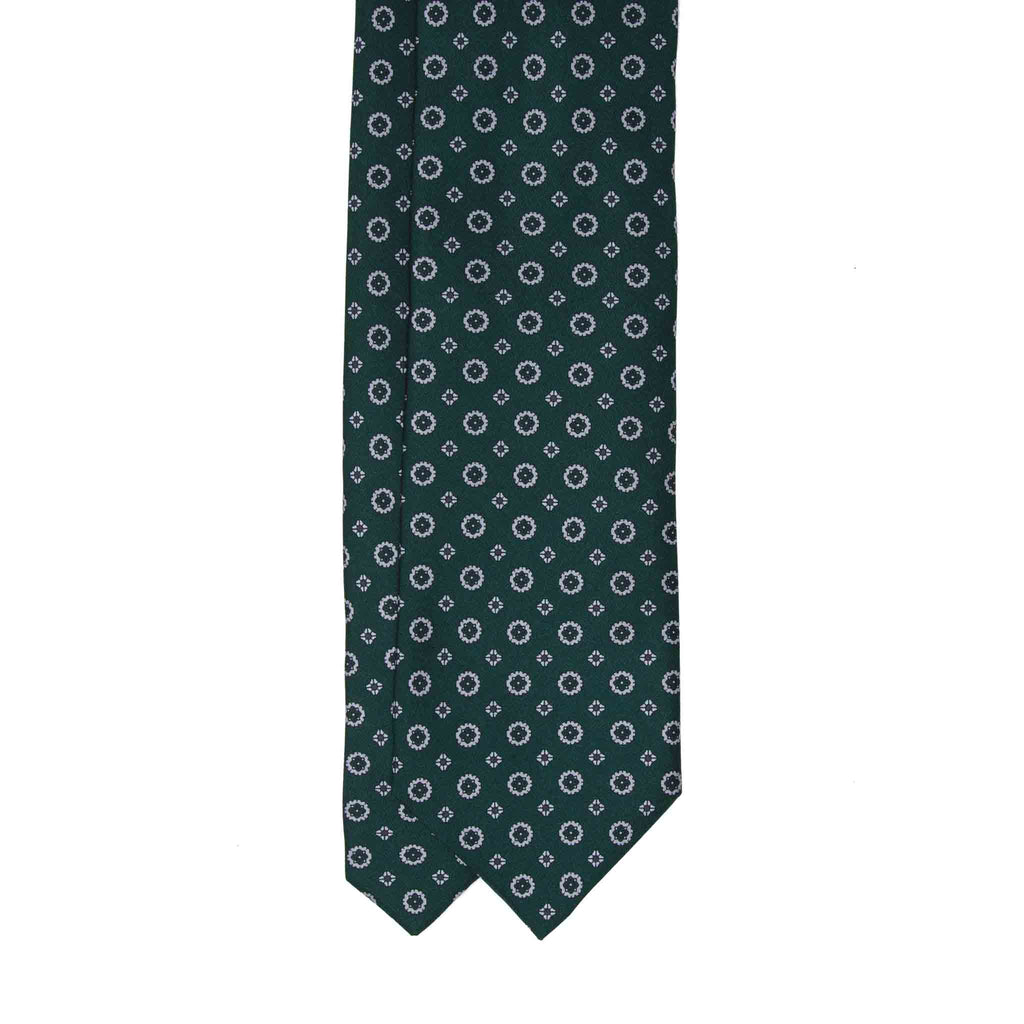 green and grey pattern silk tie serà fine silk