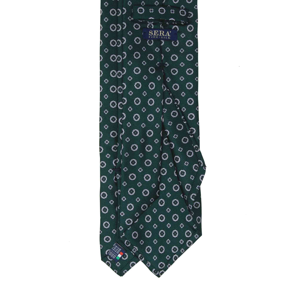 green and grey patterned silk tie serà fine silk