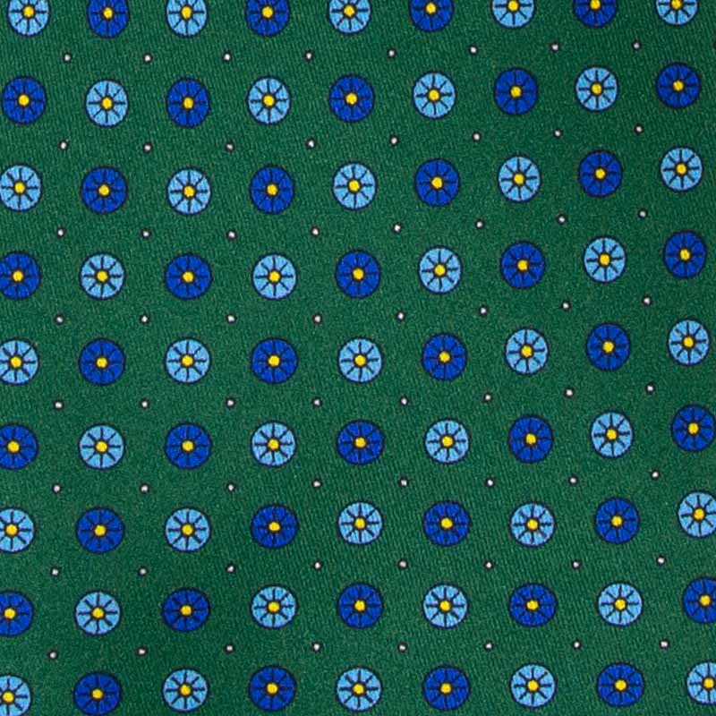 green with small circles patterned silk tie