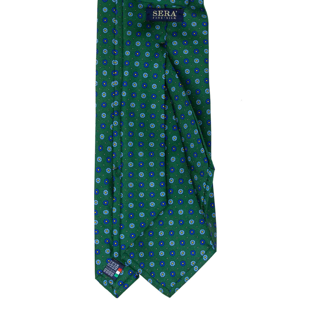 green with small circles patterned silk tie