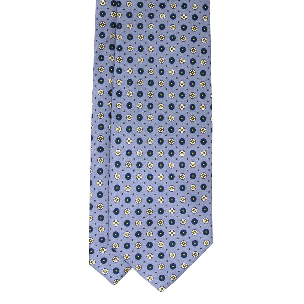 light blue with small circles patterned silk tie - serà fine silk
