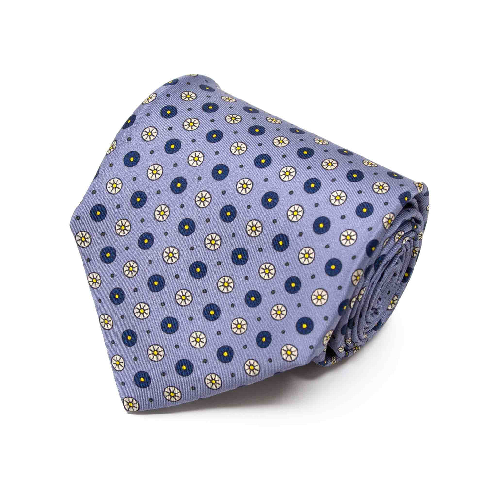 light blue with small circles patterned silk tie - será fine silk