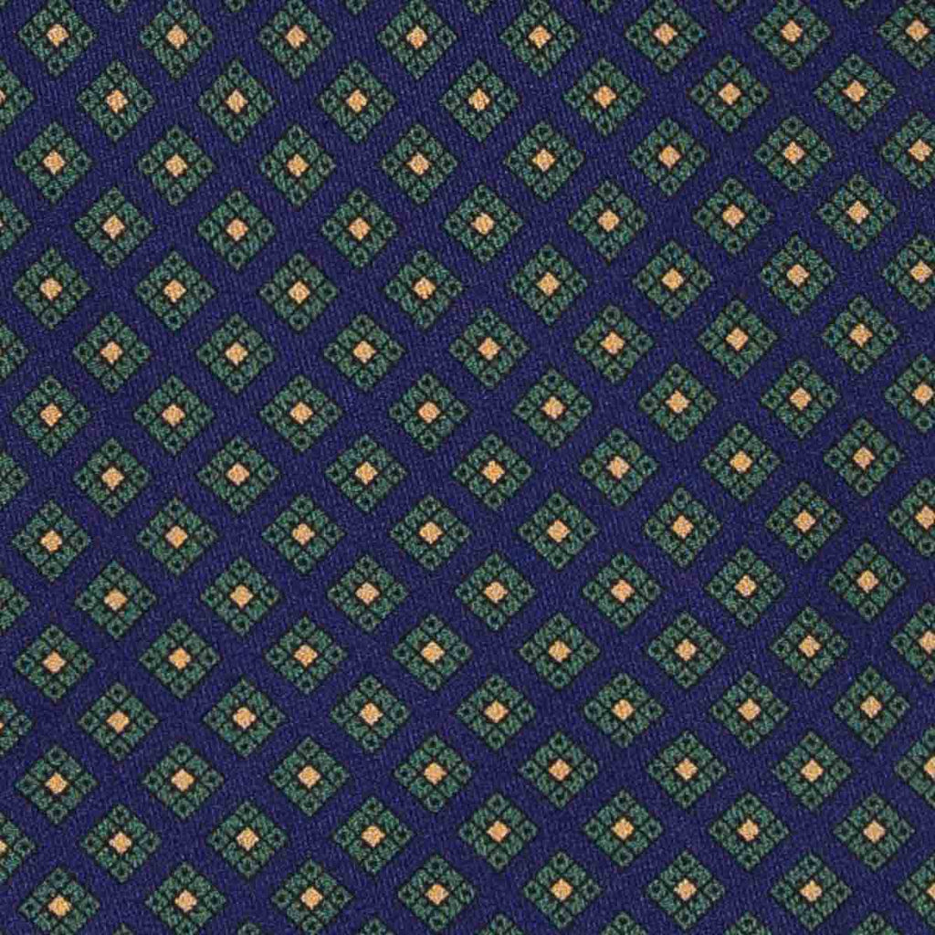 navy blue squares patterned silk tie - serà fine silk