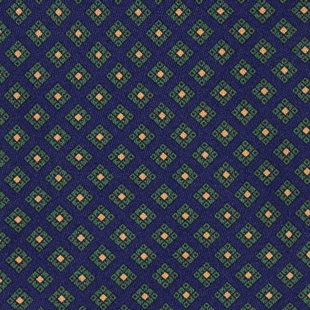 navy blue squares patterned silk tie - serà fine silk