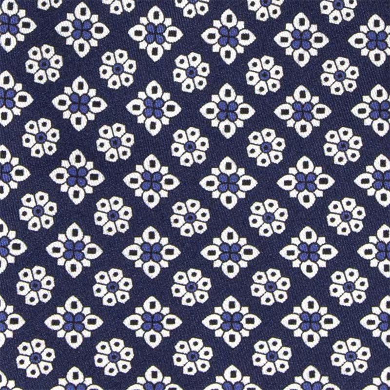 blue flowers patterned silk tie