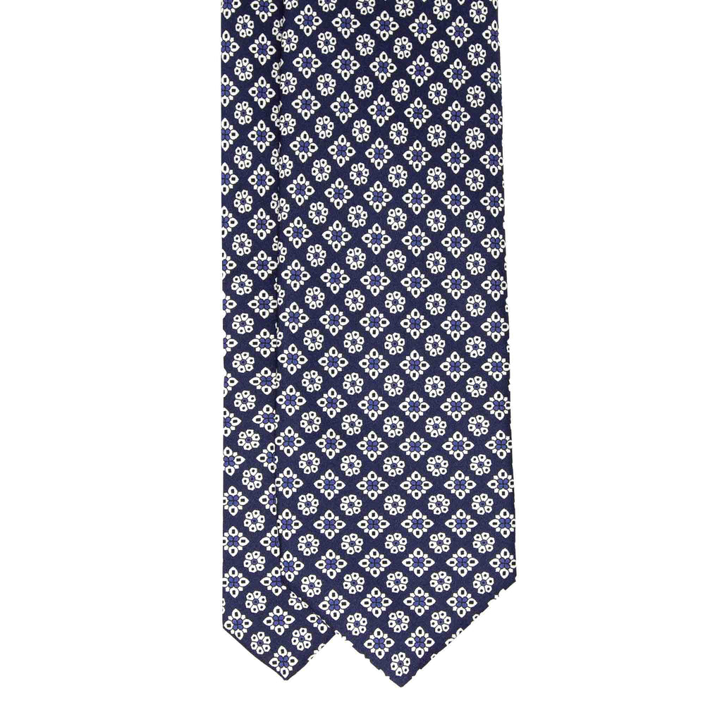 blue flowers patterned silk tie