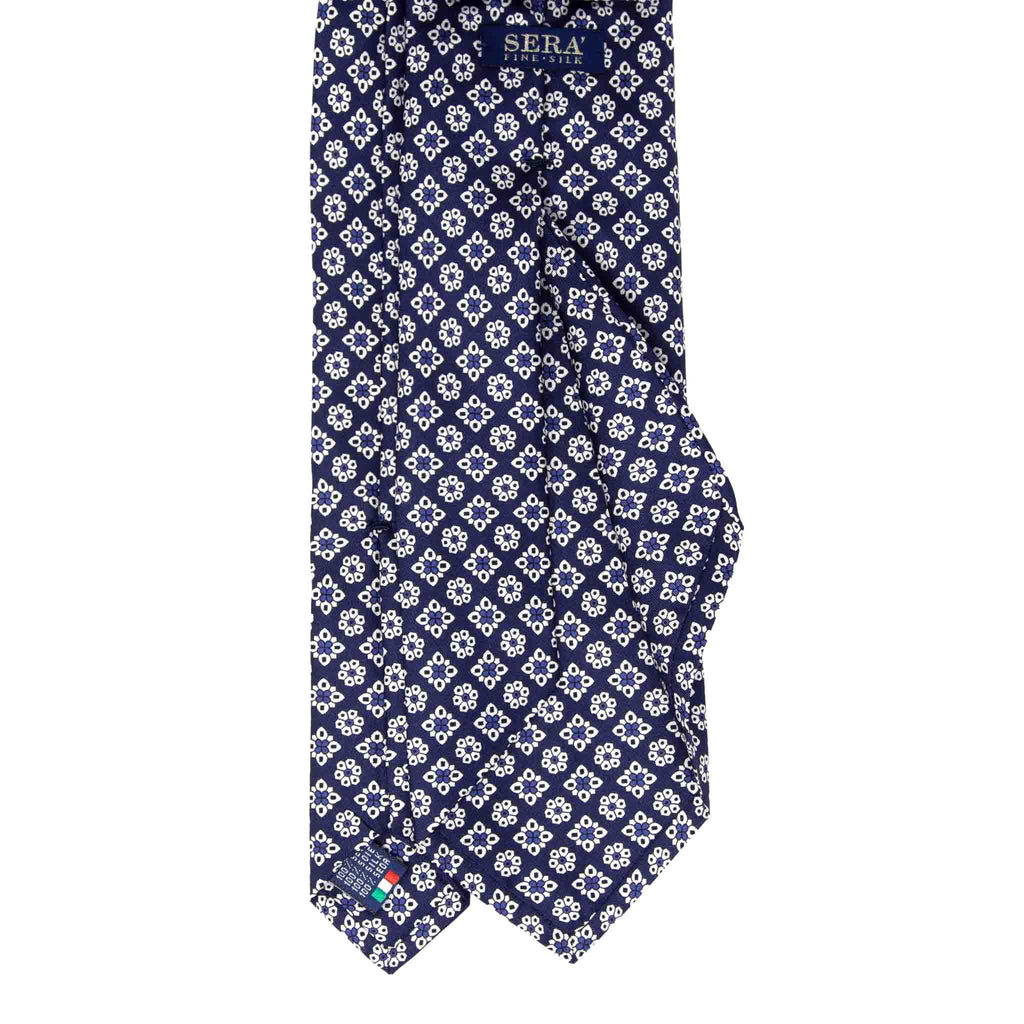 blue flowers patterned silk tie