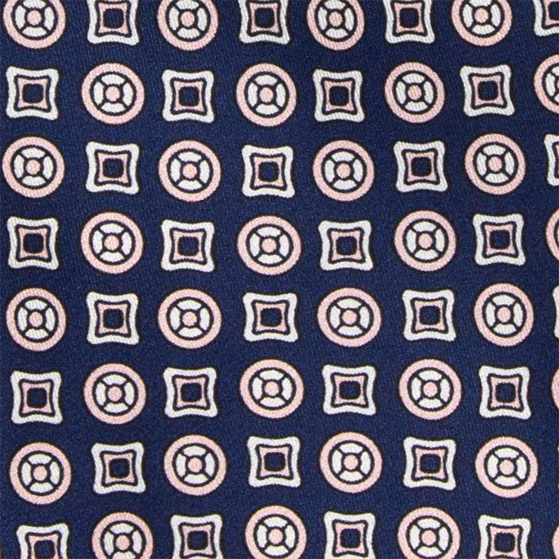 navy blue with pink patterned silk tie