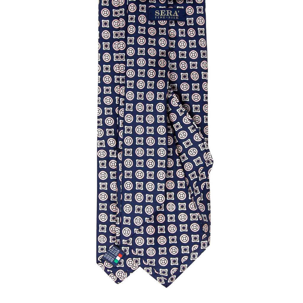 navy blue with pink patterned silk tie