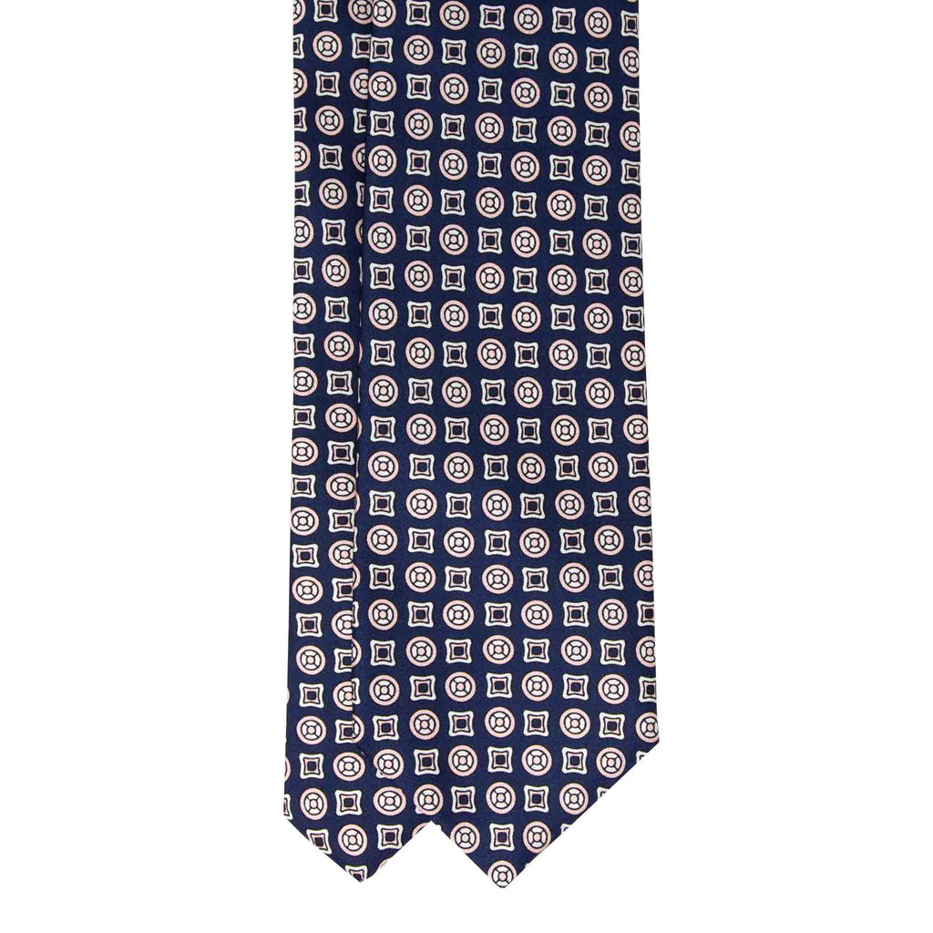 navy blue with pink patterned silk tie