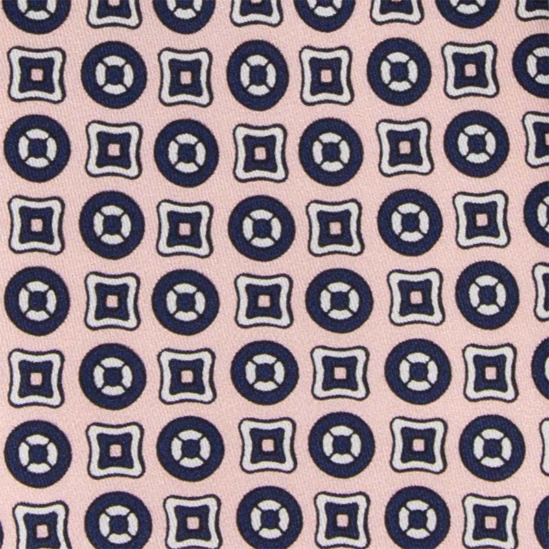 pink with navy patterned silk tie - serà fine silk