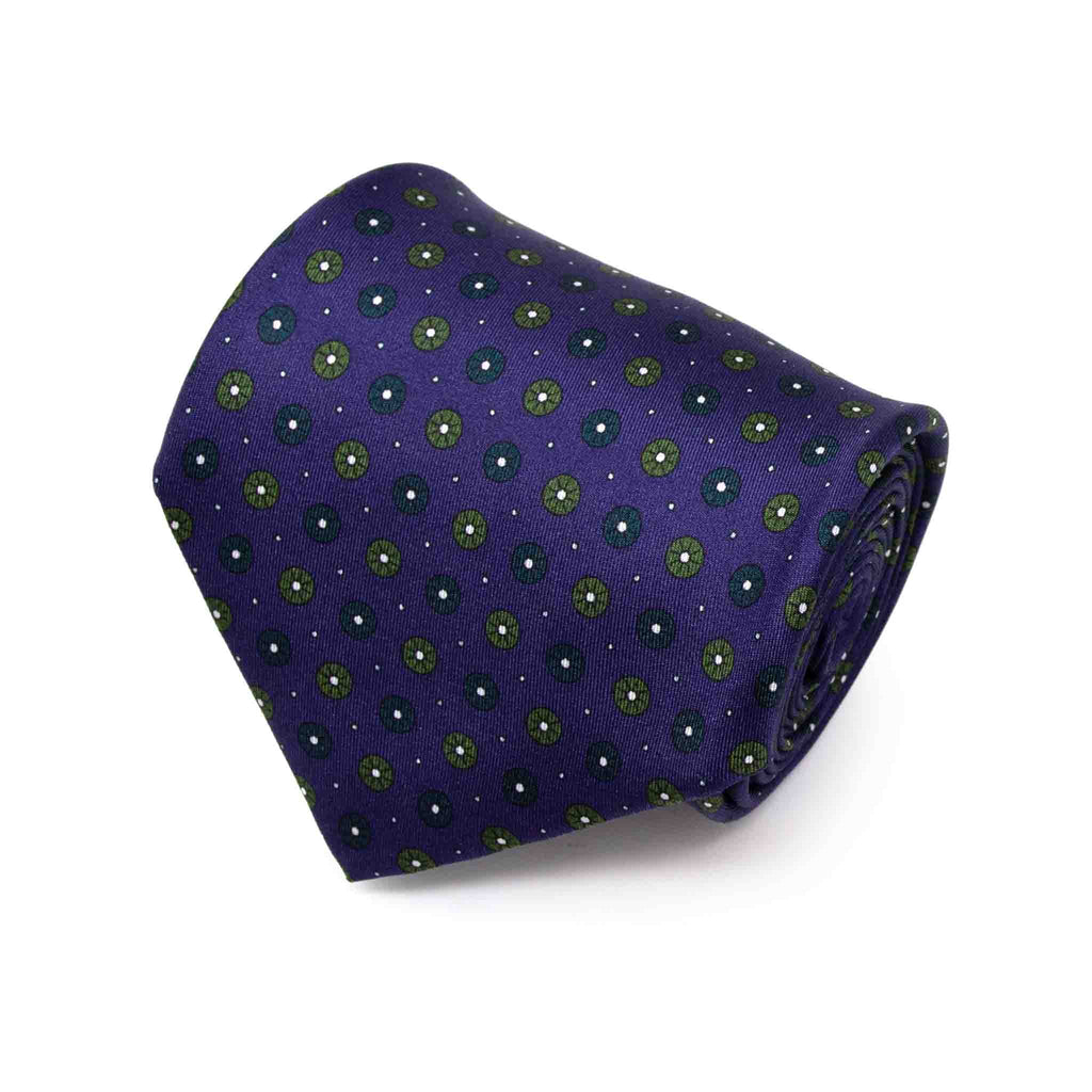 purple with small circles patterned silk tie - serà fine silk