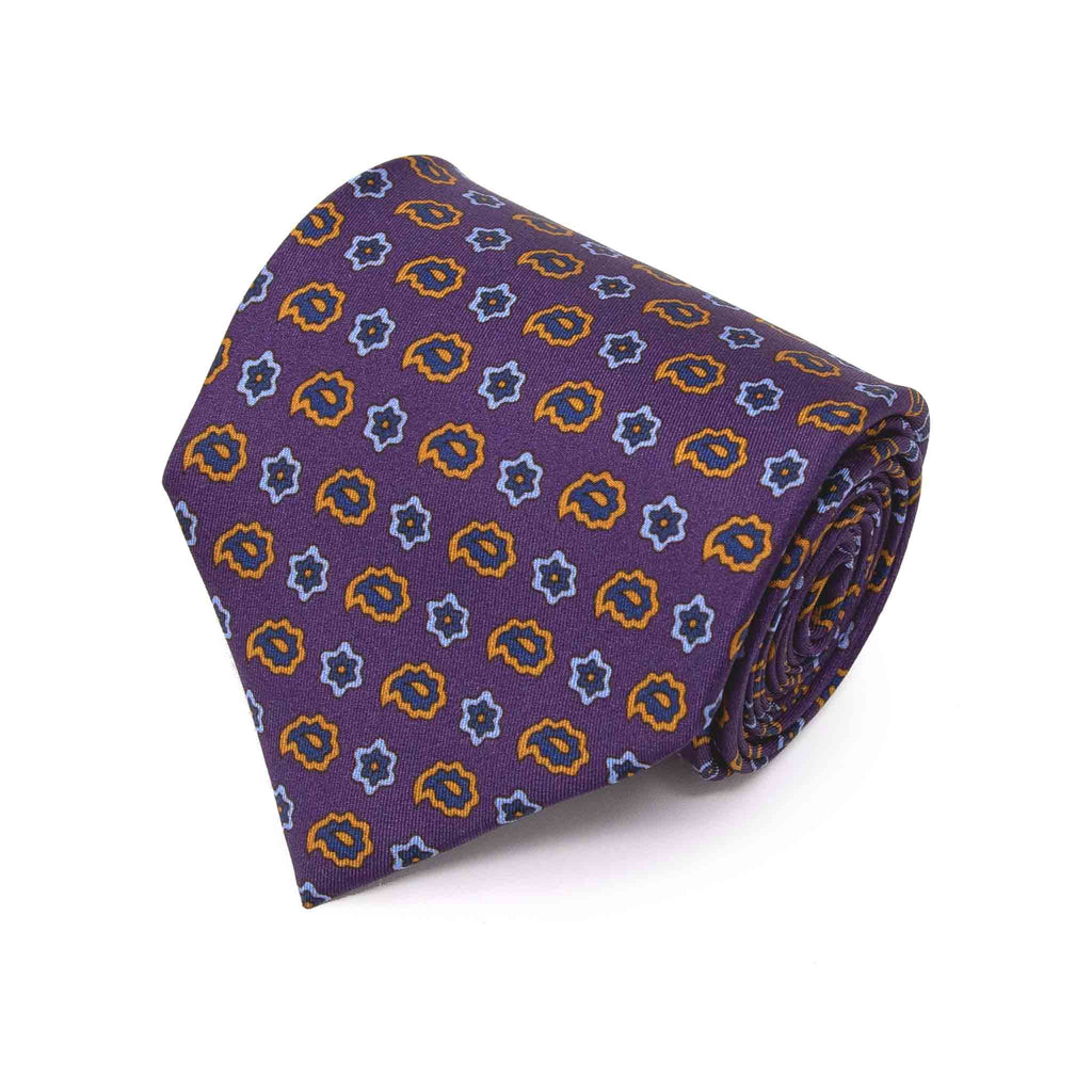 purple paisley patterned silk tie - serà fine silk