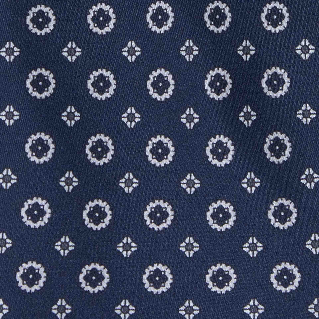 navy blue and grey patterned silk tie - serà fine silk