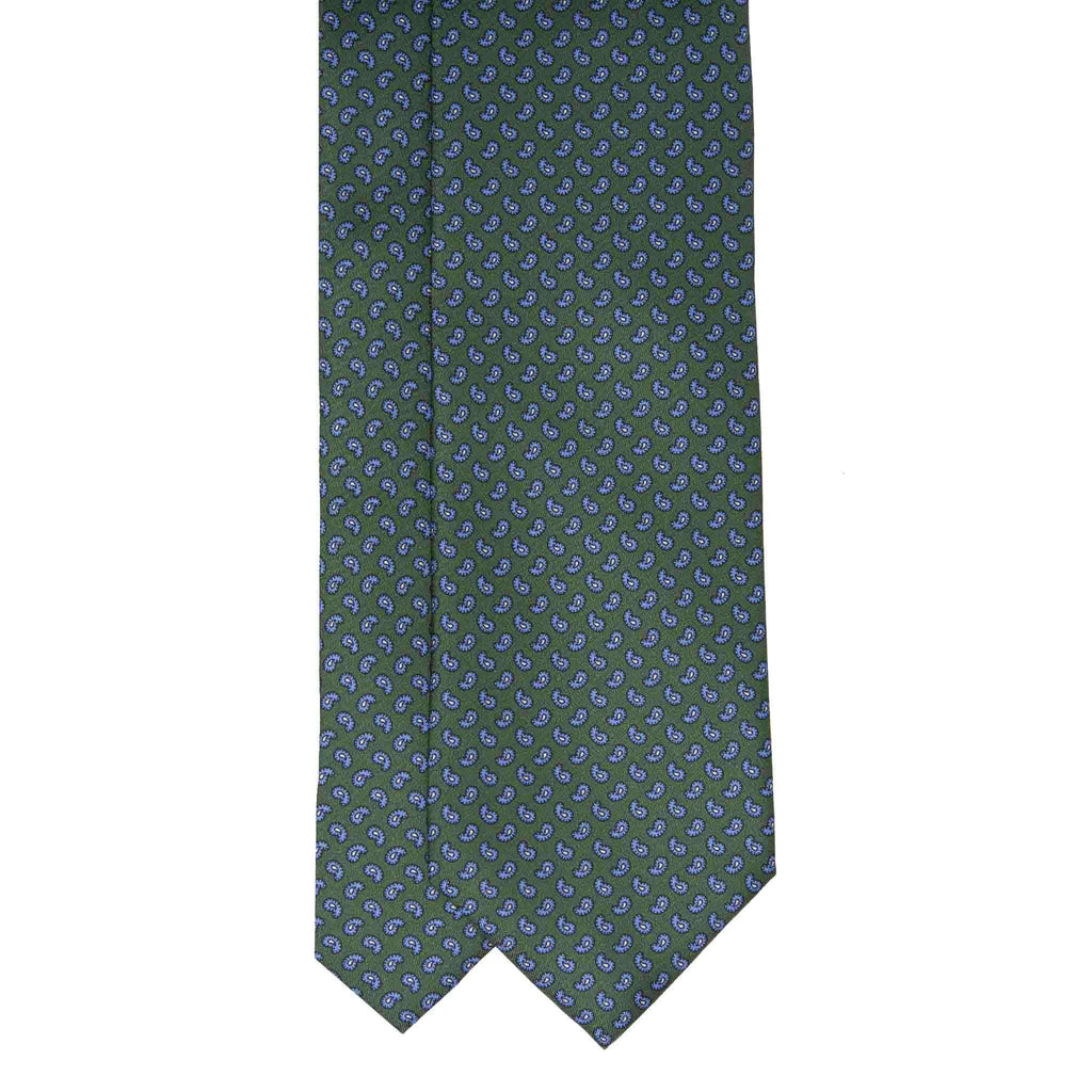 green and light blue paisley silk tie serà fine silk
