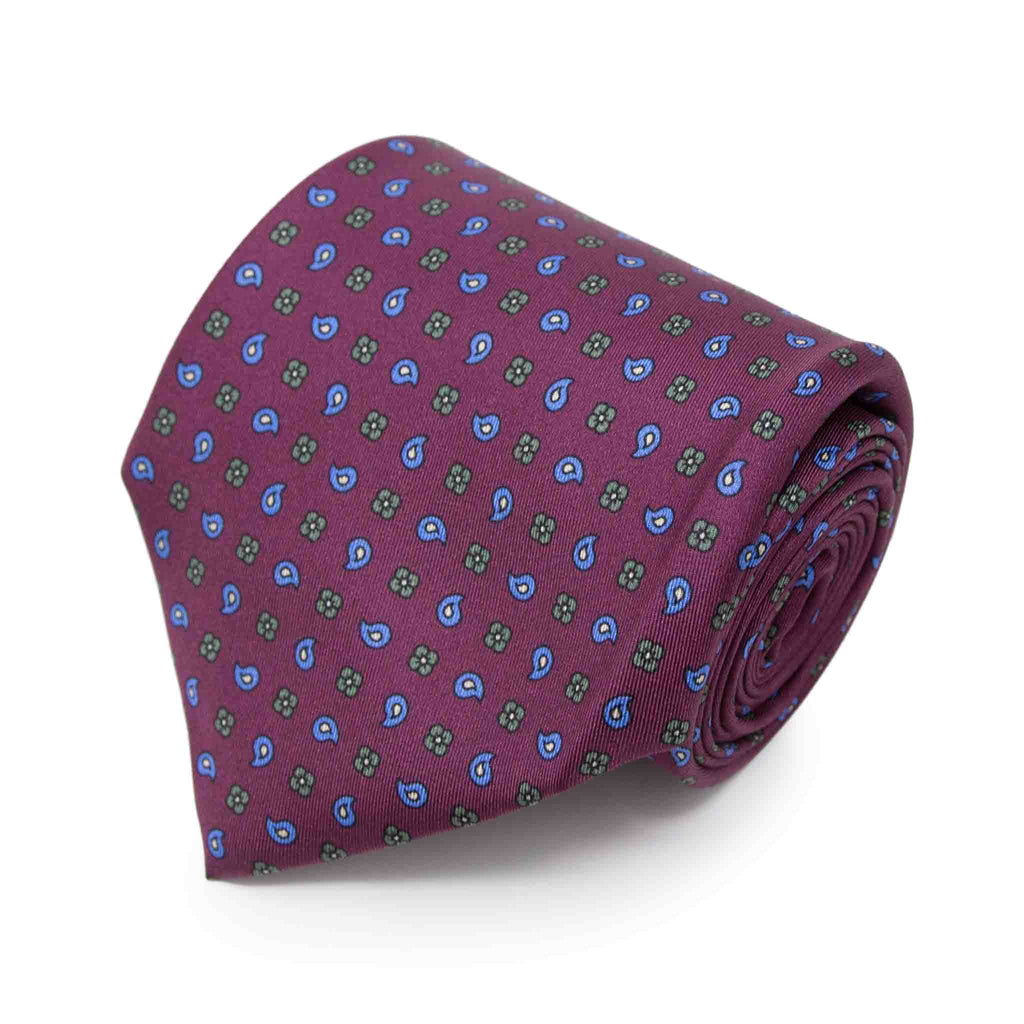 purple and green paisley silk tie - serà fine silk