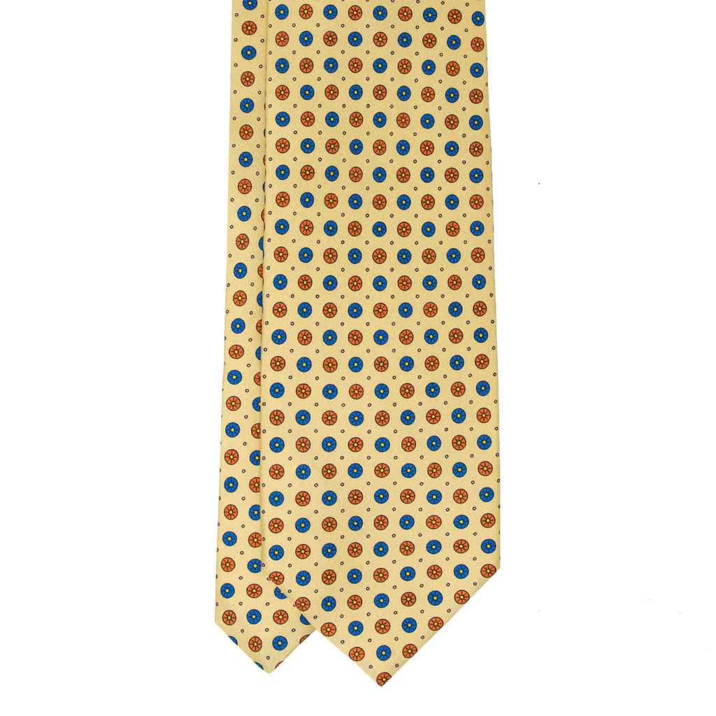 yellow with small circles patterned silk tie - serà fine silk