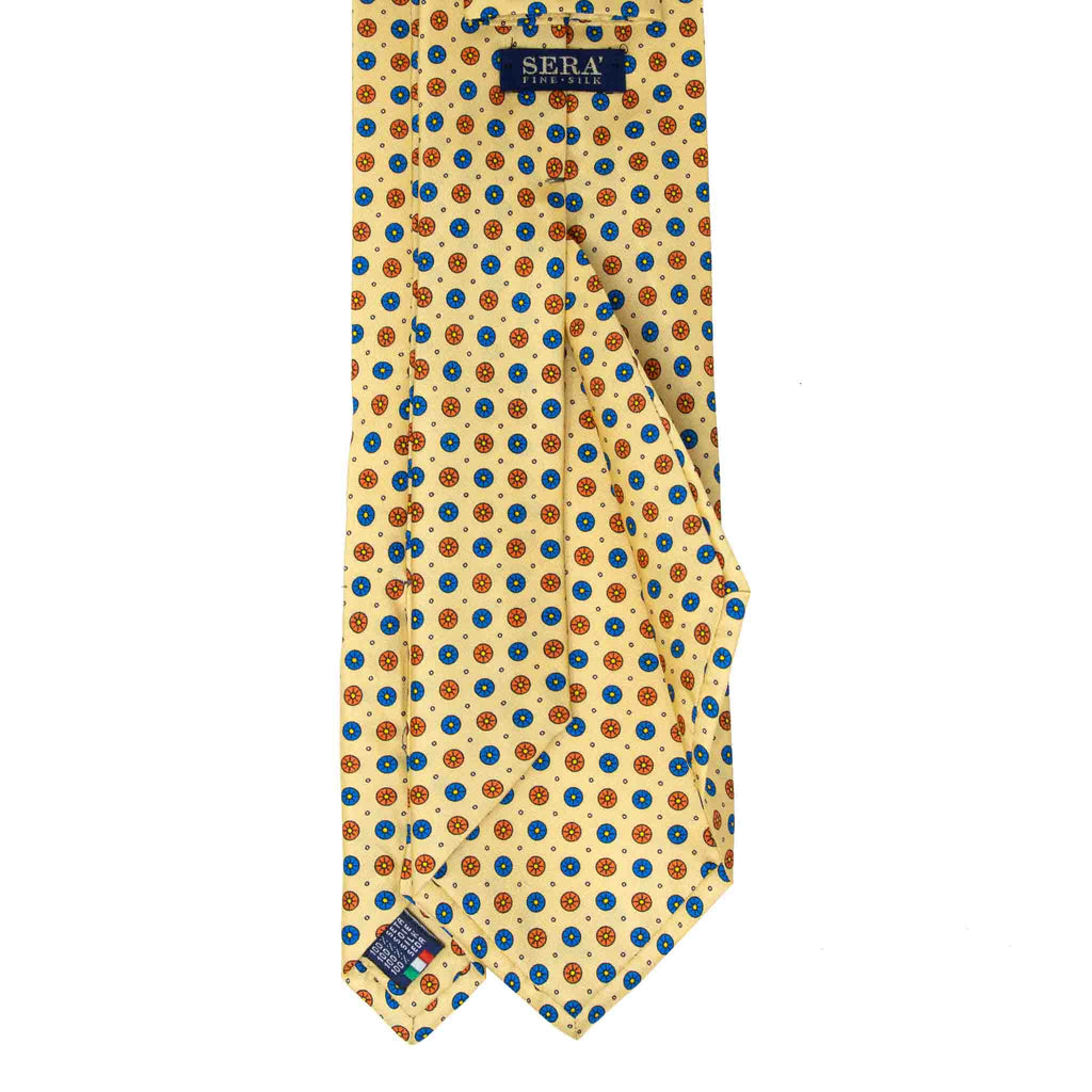 yellow with small circles patterned silk tie - serà fine silk
