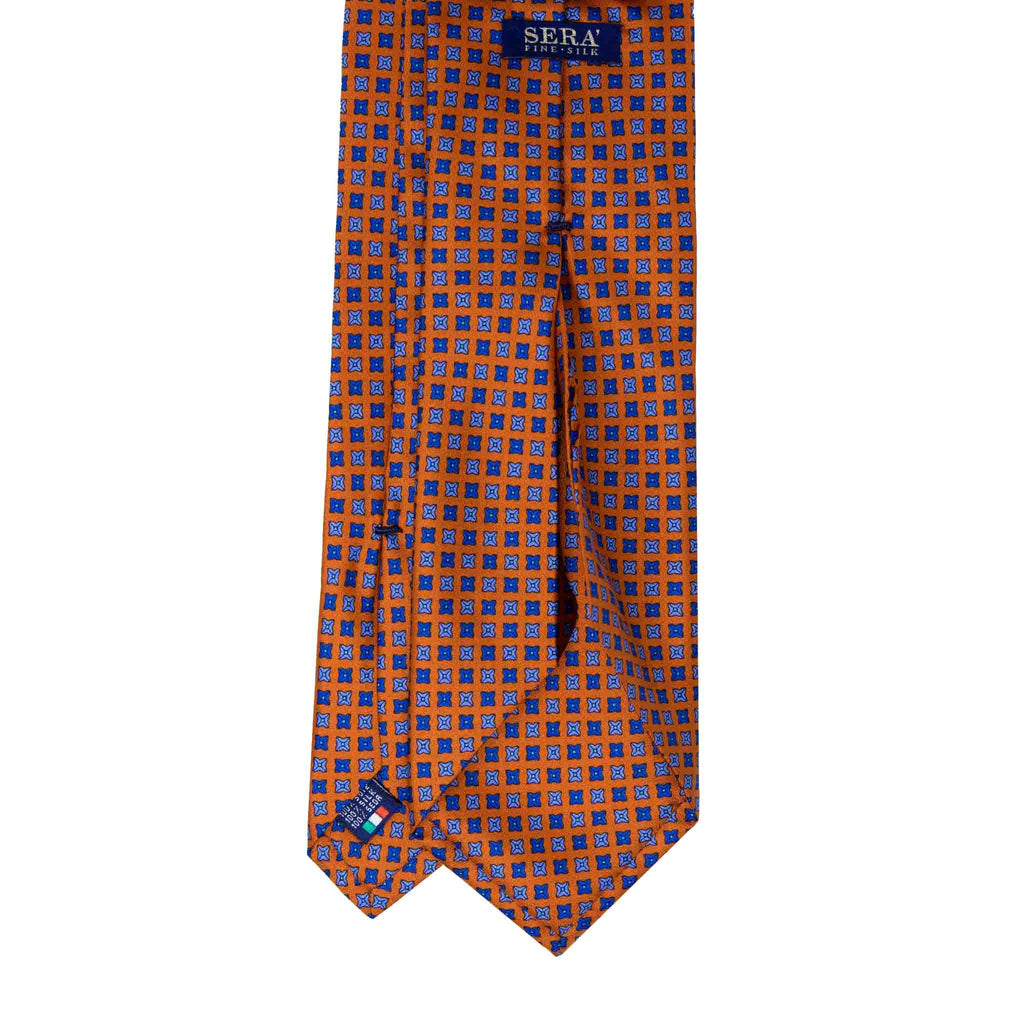 orange with square dots patterned silk tie - sera fine silk