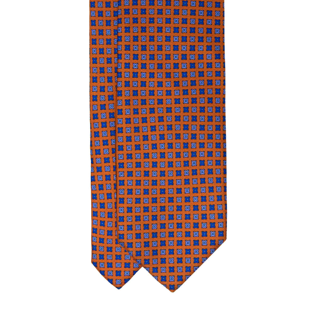 orange with square dots patterned silk tie - sera fine silk