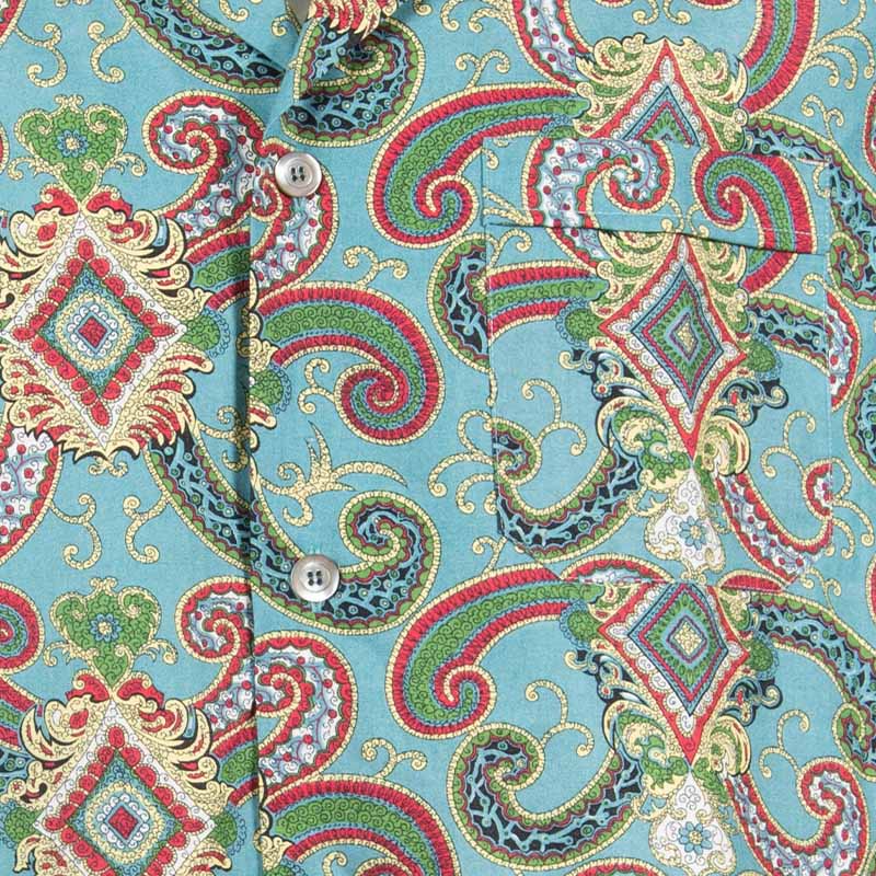 aqua and red medallion short cotton pajama - serà fine silk