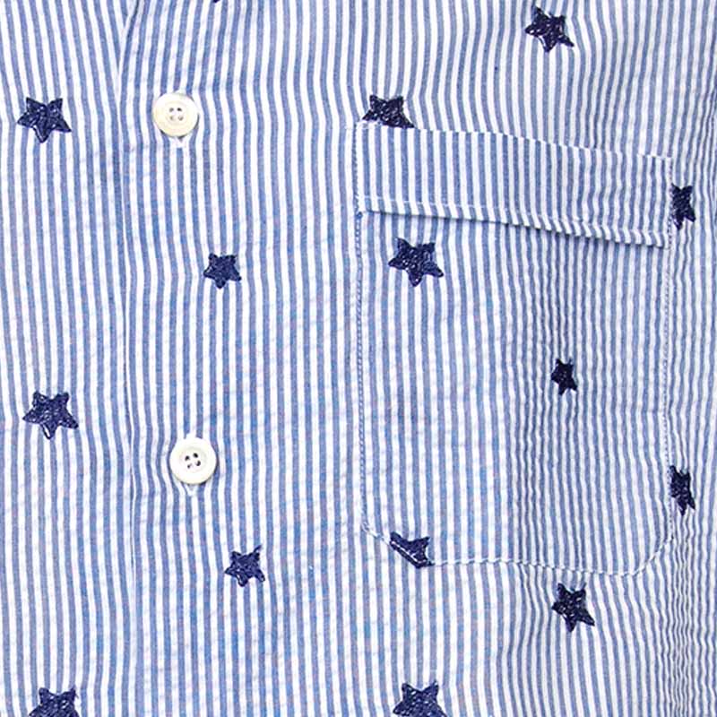 striped with blue stars short cotton pajama - sera fine silk