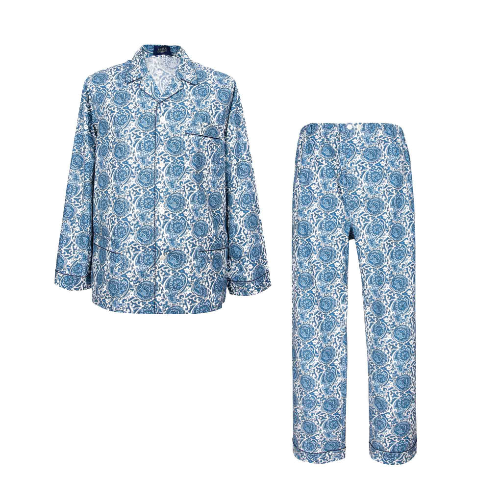 sera fine silk - blue and white pattern cotton pajama