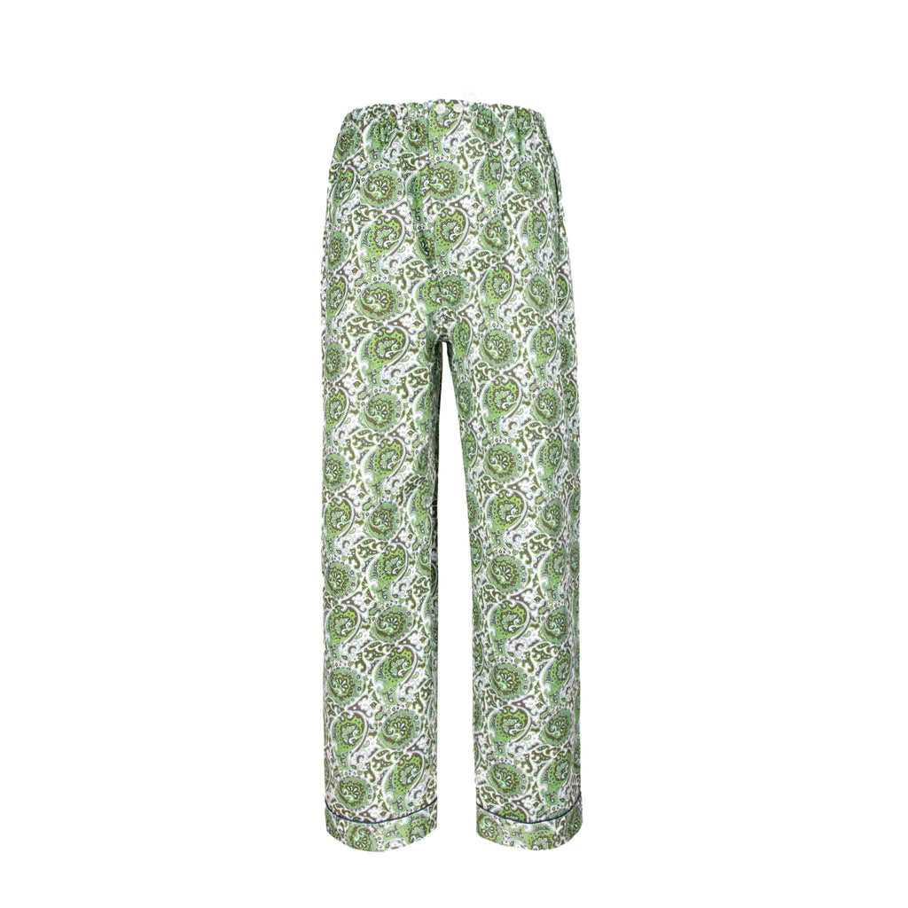 sera fine silk - green and white pattern cotton pajama bottom