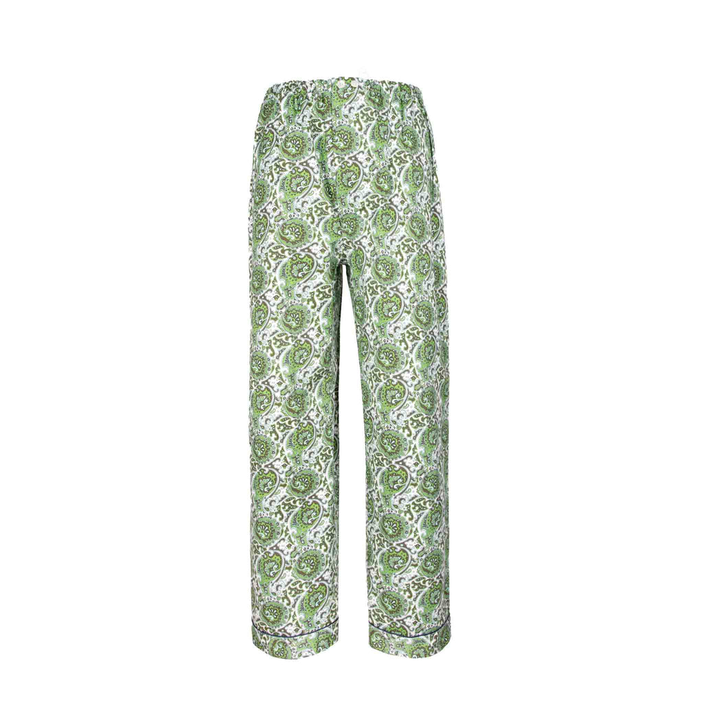 sera fine silk - green and white pattern cotton pajama bottom