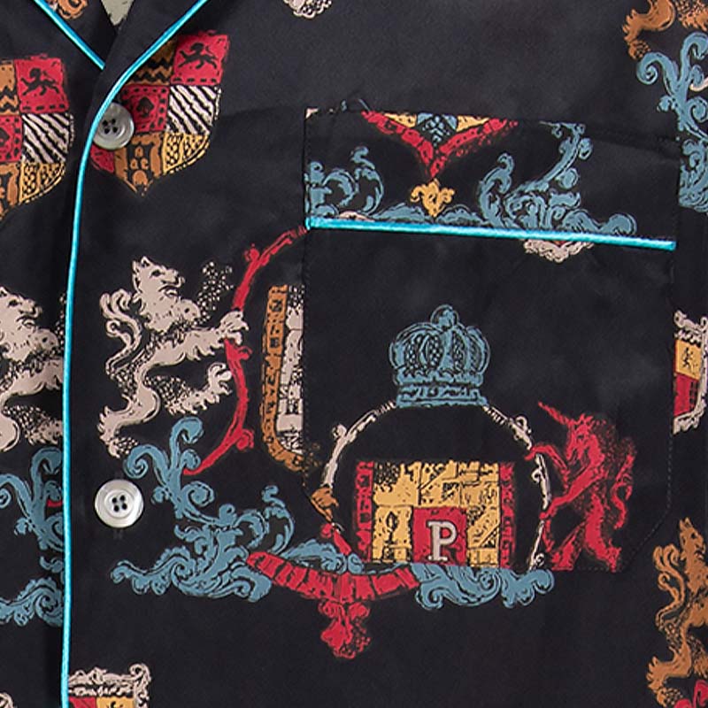 Black Emblems Silk Pajama Serà Fine Silk