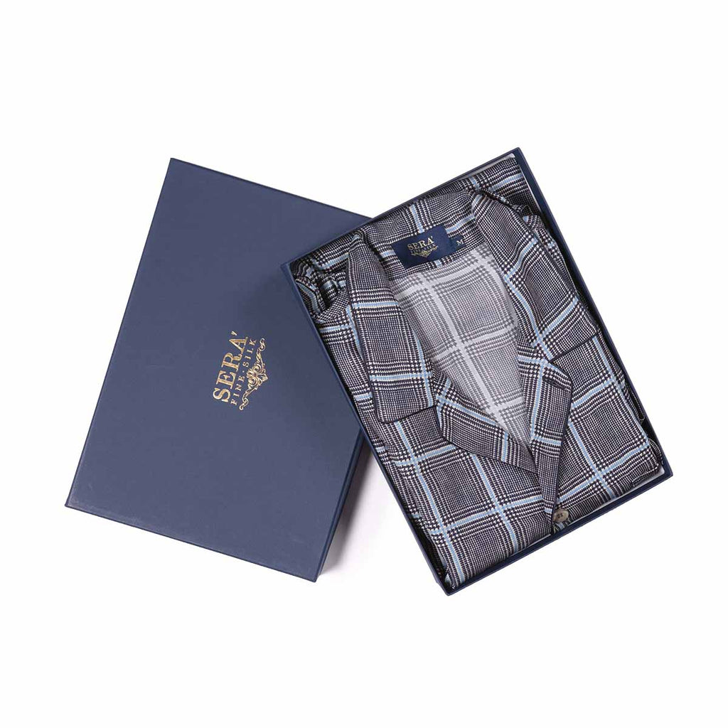 grey prince of wales silk pajama - serà fine silk