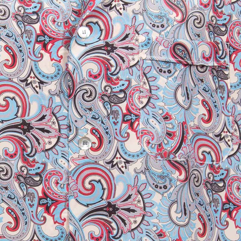 sera fine silk - light blue paisley pattern short silk pajama