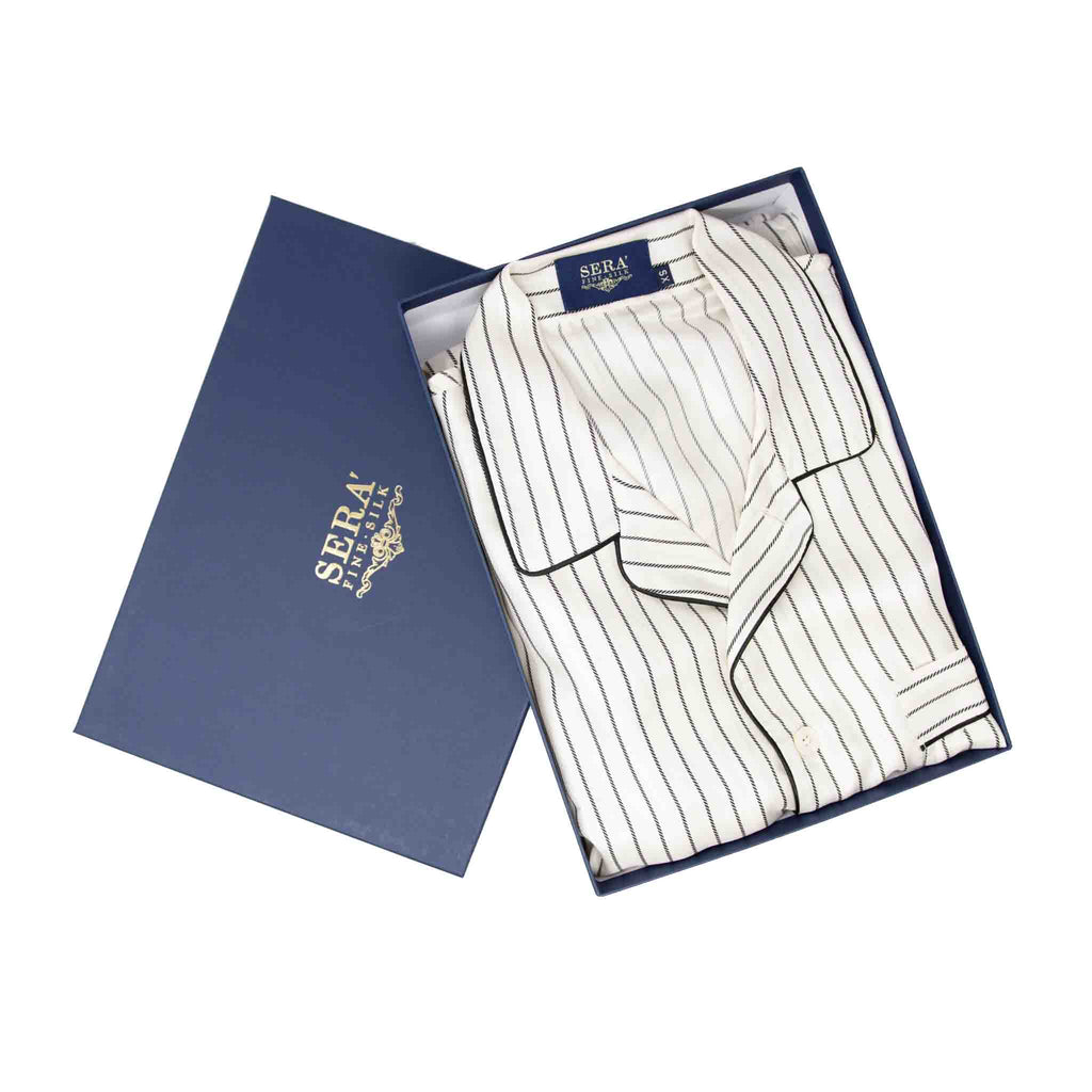 White Striped Silk Pajama Serà Fine Silk