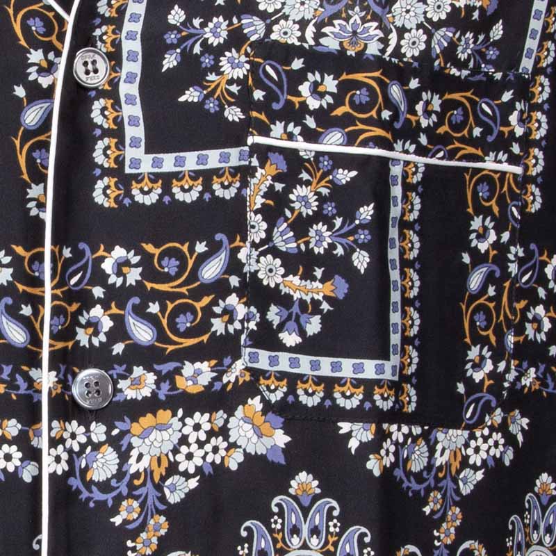 Black Floral Silk Pajama Serà Fine Silk
