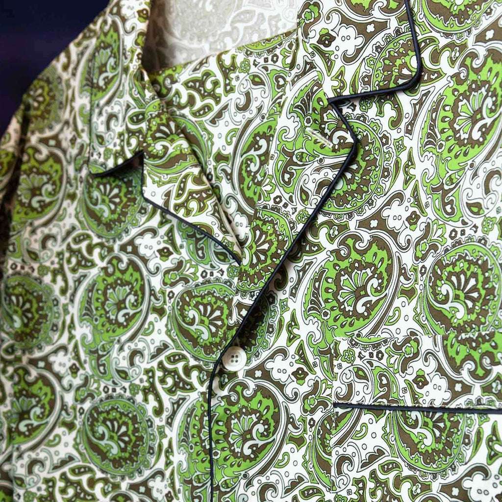 sera fine silk - green and white pattern cotton pajama
