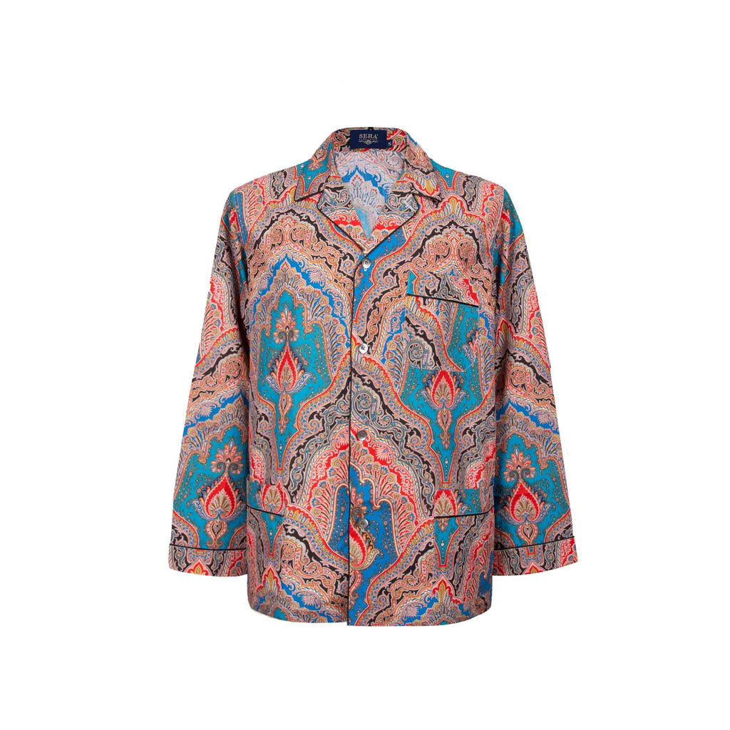 multicolor paisley patterned cotton pajama top - serà fine silk