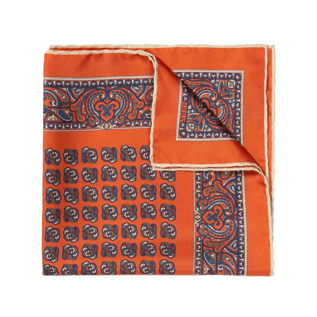 Cinnamon Orange Montepulciano Silk Pocket Square Serà Fine Silk