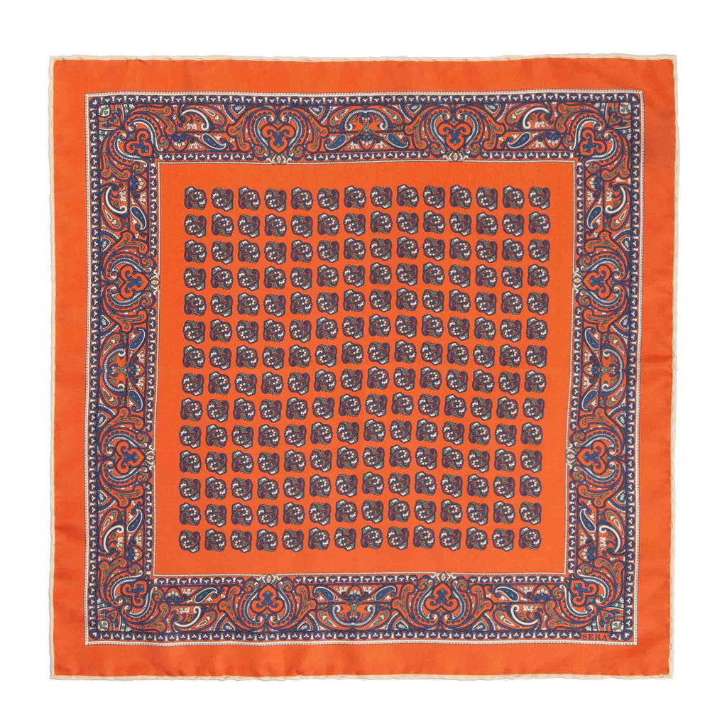 Cinnamon Orange Montepulciano Silk Pocket Square Serà Fine Silk