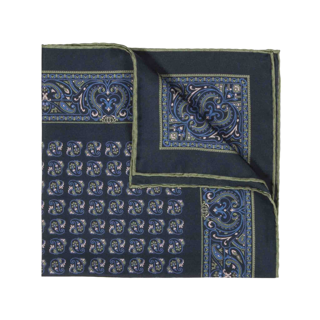 Licorce Navy Blue Montepulciano Silk Pocket Square Serà Fine Silk