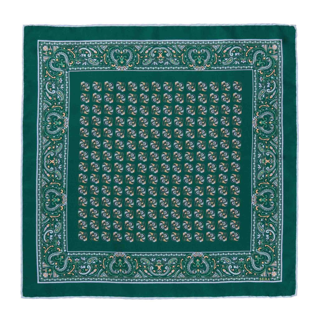 Menthol Green Montepulciano Silk Pocket Square Serà Fine Silk